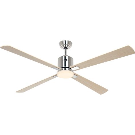 Ventilateur de plafond ECO NEO III 152, Chrome brossé - Érable/Hêtre, Wi-Fi avec éclairage (1/2)