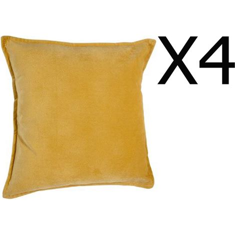 Lot de 4 coussins en polyester coloris ocre - Dim : L.45 x l.45 cm -PEGANE (1/3)