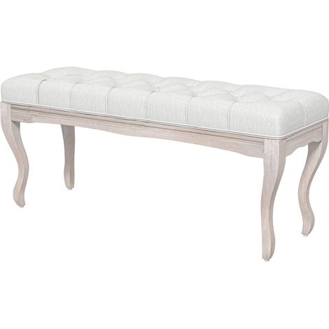 Banque chaussures avec coussin madera asiato acolchado 120 kg 110x37x49 cm crème