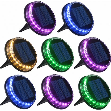 Spot solaire encastrable de sol 17 LED lumière multicolore acier inoxydable 17led réf 2979 13,5 × 1,35 × 1,3 cm 300 g – Livraison gratuite