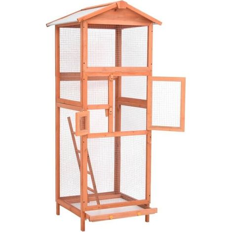 Cage à oiseaux, dimensions 68x62x166 cm, en bois de cèdre massif. (1/4)