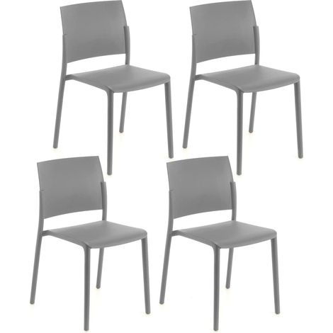 Set 4 Sedie 55x52,5xH81 cm in Polipropilene Venus Grigio Chiaro (1/5)