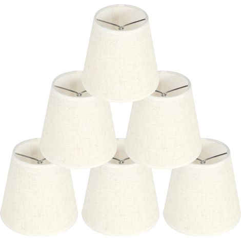 Fabric Lampshade, Medium Fabric Drum Lampshade, Pack of 6 Clip Lampshades Replacement Lampshades, Clip Lampshades, Small Vintage Candle Holder Chandelier Lampshades, 9 x 14 x 13 cm (1/5)