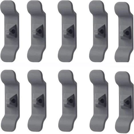 Accessoires pour câbles, 10 pièces grises - 3-5-10 enrouleurs de câble, organisateurs et clips de gestion des câbles pour câbles. (1/4)