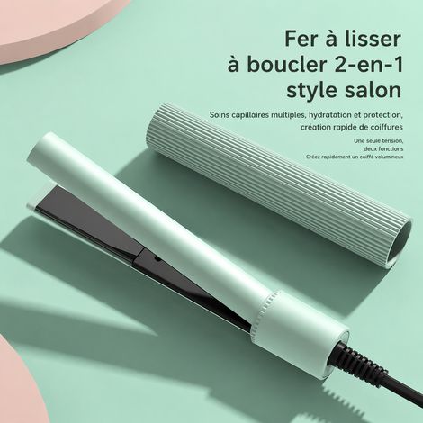 Mini fer à lisser et boucler 2 en 1 plaques céramique pour frange et cheveux courts violet 1 kg – Livraison gratuite (1/5)