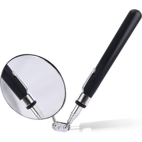 Specchio Meccanico Auto, Specchi di Ispezione Regolabili, Specchio di Ispezione Rotante a 360 Gradi, Telescopico Fino a 75 cm, Manico Antiscivolo Nero, Per Riparazione Auto, Nero (1/5)