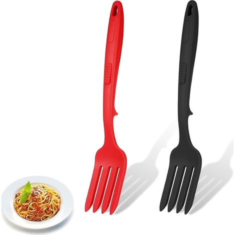 2 Pièces Fourchettes De Cuisine Flexible En Silicone, Ustensiles De Cuisine Fourchette, Antiadhésive, Résistant à La Chaleur, Fourchette De Service Grande (1/4)