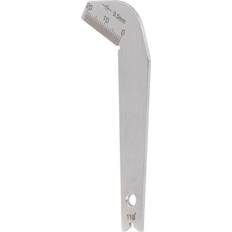 Jauge d'affûtage de forets en acier inoxydable, précision 0,5 mm, angle de 118° (1/5)
