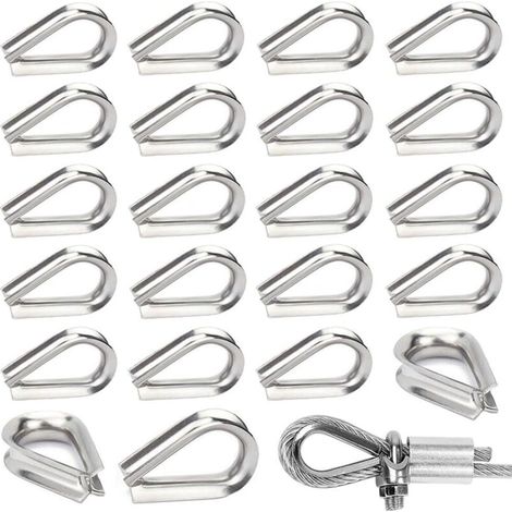 Cosses de câble métallique M6 – 30 pièces en acier inoxydable 304, pour câble acier Ø6 mm, type « cosse cœur »