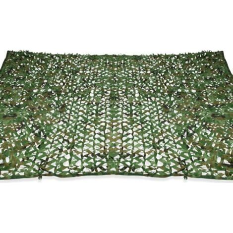 Voile d'ombrage camouflage rectangulaire 4x3m, filet de protection solaire vert à carreaux en polyester pour terrasse et extérieur (1/5)