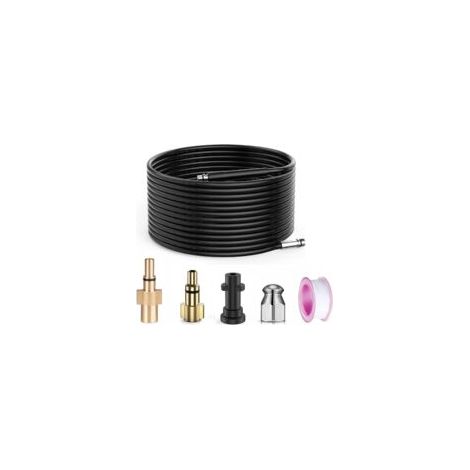 10m Déboucheur de canalisations pour Nettoyeur Haute Pression Kärcher/Bosch/Lavor, Sonde de débouchage pour Kärcher K2 K3 K4 K5 K7, Bosch AQT, Lavor etc 180Bar 60°C