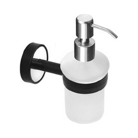 Dispenser bagno in vetro e abs nero installazione a muro NICO-N kamalu