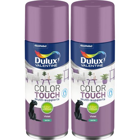Lot de 2 - Peinture aérosol Color Touch Multi-Supports - Satin Violet 400 ml - Dulux Valentine