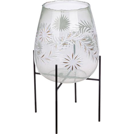 Photophore Diore en Verre - Design Floral - Transparent - Hauteur 50 cm x Ø 24 cm - Bougeoir (1/2)