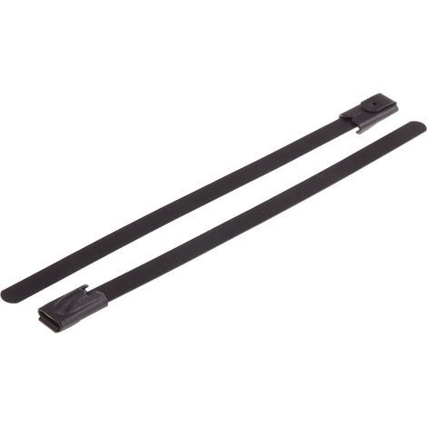 Serre-câble RS PRO Noir en Acier inoxydable revêtu de polyester, 100mm x 4,6 mm ( Prix pour Sachet de 100 )