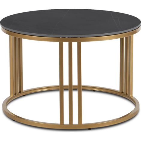 Tavolino Korin 70 cm Marmo Nero/Glamour Dorato Moderno (1/5)