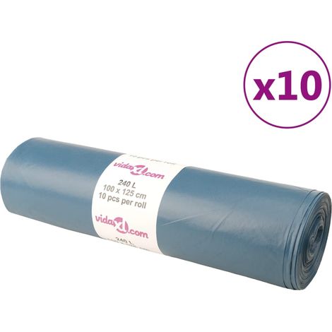 Sacs poubelle, 100 unités, bleus, 240 L