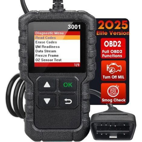 OBD2 CR3001 pour voitures essence et diesel – Lecture et effacement codes d'anomalie – Test capteur oxygène et