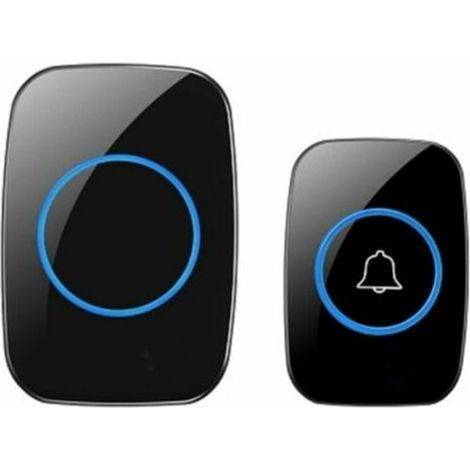 Sonnette sans fil (noire), étanche à 300 m, sonnette électronique