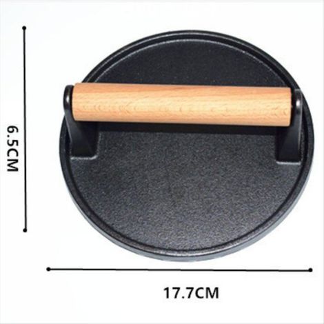Presse À Hamburger - Fonte - Pour Plaque Chauffante Et Grill - 18 Cm - Poignée En Bois - 1 Pièce (1/5)