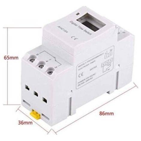 Minuteur Numérique Programmable, Ecran LCD Interrupteur Horaire Hebdomadaire avec Programmation Minuteur Programmable sur Rail DIN (220 V) (1/3)