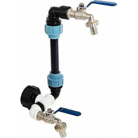 Adaptateur IBC, raccord de vidange de rechange pour conteneur d'eau en col de cygne avec tuyau, compatible pour le remplissage d'arrosoirs (seaux de chaudière). (1/5)