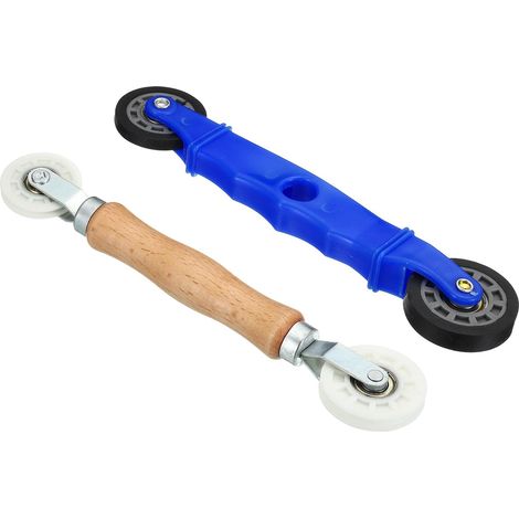 Outil de pose de profilés pour rubans LED (lot de 2) - Roues plates à rainure en U avec manche en plastique et bois - Installation rapide pour rubans de 5, 8 et 10 mm (1/3)