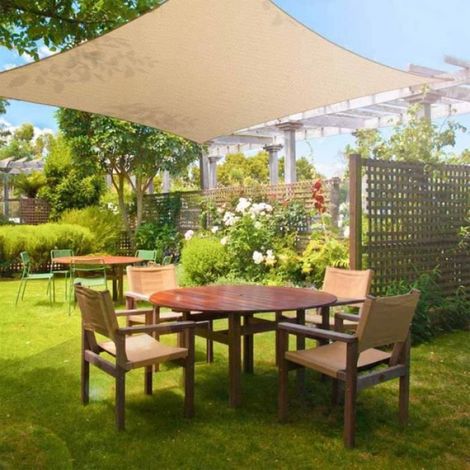Voile d'Ombrage Rectangulaire 3x4M - Couleur Sable - Anti-UV et Respirante (1/4)