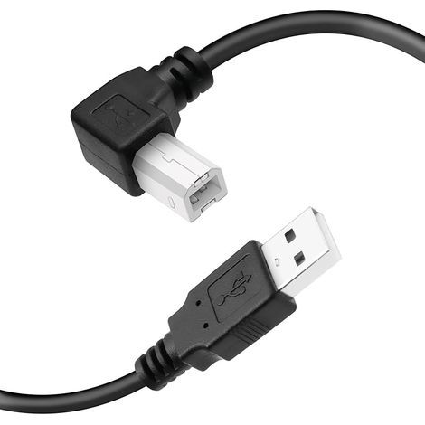 Câble d'imprimante USB 2.0 A mâle vers B mâle 1,5 m avec impression haute vitesse 480 Mbps, noir (angle gauche) (1/5)