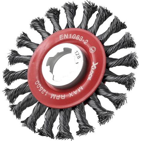 Faithfull X-LOCK Conical Wire Brush 115mm M14x2 Thread, 0.50mm Steel Wire for Surface Preparation and Cleaning