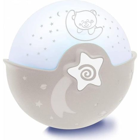 Apaisante et Projecteur – Veilleuse à Clipser avec Design Grow-With-Me, Projecteur de Nuit Étoilée et Lampe de Table avec Mélodies et Capteurs Sonores Intégrés, Gris (1/5)