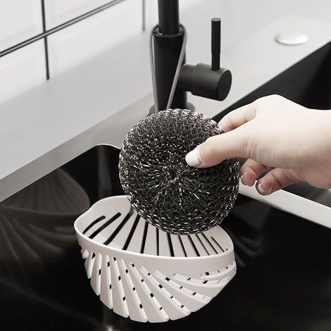 Support Pour Éponge De Cuisine - Sangle Réglable - Pour Robinet De Lavabo - Rangement Vertical - 1 Pièce (1/5)