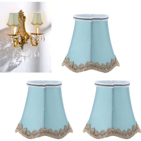 Lot de 3 abat-jour en tissu à pince, style européen moderne, douille E14 verte pour la maison, l'hôtel ou le karaoké (1/5)