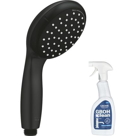 Pommeau de douche GROHE Vitalio Start 2 jets noir mat + nettoyant GrohClean (1/4)