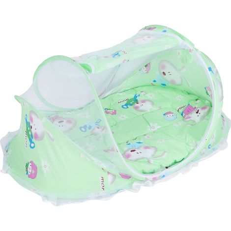 Couffin bébé pliable anti-moustique avec oreiller en coton et matelas coton, accessoires pour bébé maison extérieur (Vert) (1/5)
