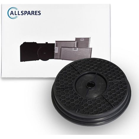 Filtro de carbón AllSpares para campanas extractoras, compatible, por ejemplo, con ETNA REC80 / 733386 / Faber Franke 112.0540.783 / F-22 NAUTILUS y Zanussi MCFE50 / EFF57F (Ø212 mm). (1/2)
