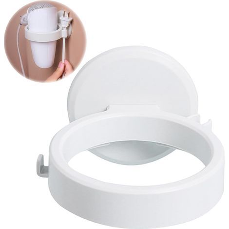 Support Seche Cheveux,Porte Seche Cheveux sans Percage,Porte Seche Cheveux Mural,Porte Seche Cheveux,Support de Sèche-Cheveux Autocollant sans Percer,pour Salle de Bain Et Toilettes(Blanc) (1/4)