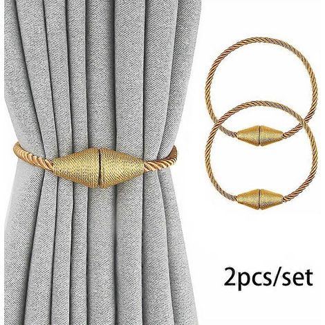 Lot de 2 attaches magnétiques géométriques pour rideaux, sans trous, pour rideaux de fenêtre, accessoires de décoration intérieure (1/5)