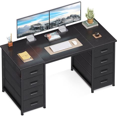 Computer Desk with Fabric Drawers,  Modern Office Desk with Storage, PC Study Table for Home Office, Bedroom and Living Room (1/5)