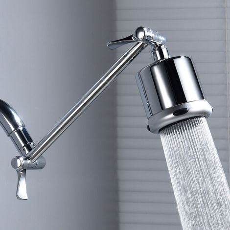 Copper Shower Bathroom Shower Connecting Rod Shower Nozzle Adjustable Extension Rod Top Spray Shower Head Holder Accessories, Shower Arm + Nozzle (1/4)