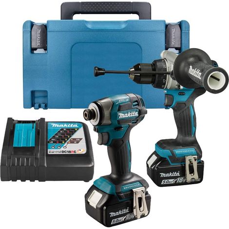 Makita DLX2549TJ 18V LXT Brushless Twin Kit DHP492 Combi Drill & DTD173 Impact Driver With 2x 5.0Ah (1/5)