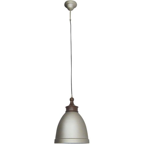 Suspension Luminaire Design Rétro en Métal et Aspect Bois pour Ampoule E27 - PANGIVO (1/2)