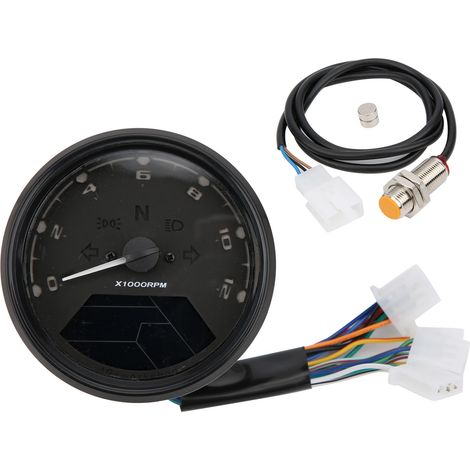 Compteur de vitesse moto LED numérique multifonction indicateur bleu rétroéclairé DC 12V (1/5)