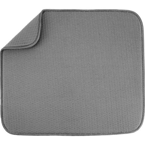 Tapis égouttoir à vaisselle en microfibre très absorbant pour comptoir de cuisine, tapis de séchage pour vaisselle, ustensiles, casseroles et poêles, taille L, 40 x 50 cm, gris (1/5)