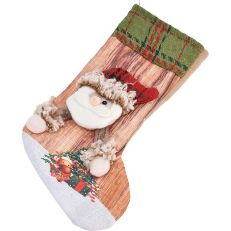 Dreidimensional bedruckter Weihnachtsstrumpf, Geschenktüte, Christbaumschmuck, Kaminaufhänger, für Senioren (1/5)