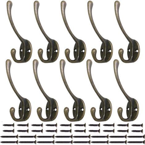 Set mit 10 robusten Metall-Wandhaken, ideal für Wohnzimmer, Badezimmer, Küche und Schlafzimmer. Perfekt zum Aufhängen von Handtüchern, Hüten, Schlüsseln, Kleidung, Taschen usw. (Bronzefarbe) (1/4)