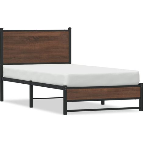 Lit simple,Lit adulte,Cadre de lit en métal sans matelas chêne marron 90x190 cm CFW2277807 (1/5)