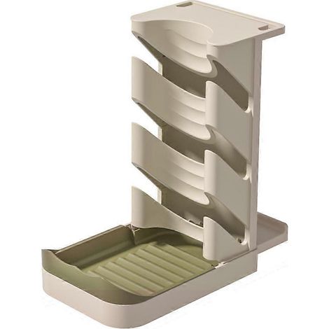 3-stöckiger, multifunktionaler Topfdeckel-Organizer für Schränke, Khaki (1/5)