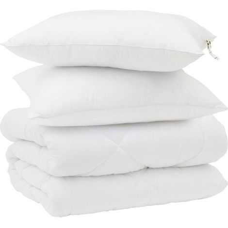 Ensemble couette et oreiller d'hiver (3 pièces), microfibre blanche (1/5)