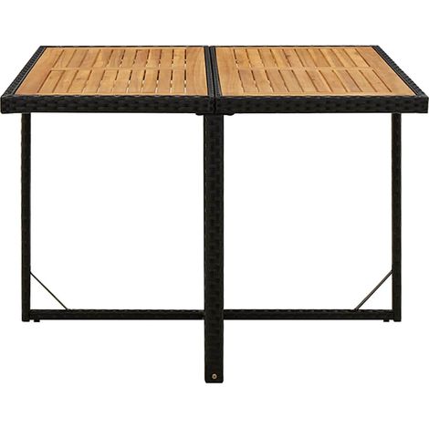 Maison Exclusive - Table de jardin Noir 109x107x74 cm Résine tressée bois massif (1/5)